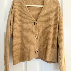 Madewell Ribbed Crew Neck Sweater in Tan